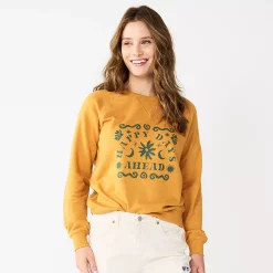 Women's Sonoma Goods For Life® Everyday Crewneck Sweatshirt -StyleUp Sales Store 5664640 Gold Happy Days