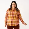 Plus Size Sonoma Goods For Life® Everyday Flannel Shirt -StyleUp Sales Store 5664645 Burnt Orange Plaid
