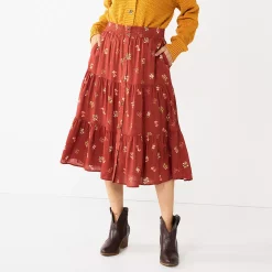 Women's Sonoma Goods For Life® Tiered Maxi Skirt -StyleUp Sales Store 5664691 Mauve Floral