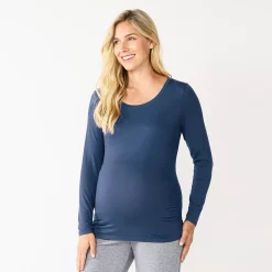 Maternity Sonoma Goods For Life® Essential Scoopneck Long Sleeve Tee -StyleUp Sales Store 5672154 Blue