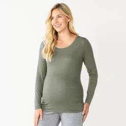 Maternity Sonoma Goods For Life® Essential Scoopneck Long Sleeve Tee -StyleUp Sales Store 5672154 Green