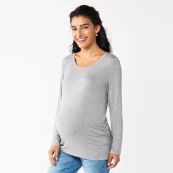 Maternity Sonoma Goods For Life® Essential Scoopneck Long Sleeve Tee -StyleUp Sales Store 5672154 Grey
