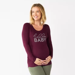 Maternity Sonoma Goods For Life® Essential Scoopneck Long Sleeve Tee -StyleUp Sales Store 5672154 Hello Baby