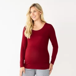 Maternity Sonoma Goods For Life® Essential Scoopneck Long Sleeve Tee -StyleUp Sales Store 5672154 Maroon