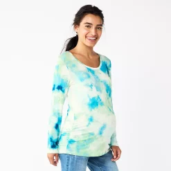 Maternity Sonoma Goods For Life® Essential Scoopneck Long Sleeve Tee -StyleUp Sales Store 5672154 Tie Dye