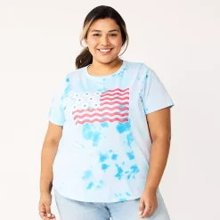 Plus Size Sonoma Goods For Life® Crewneck Patriotic Graphic Tee -StyleUp Sales Store 5672984 Feel Good Dye Blue