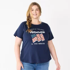Plus Size Sonoma Goods For Life® Crewneck Patriotic Graphic Tee -StyleUp Sales Store 5672984 Navy Free Brave