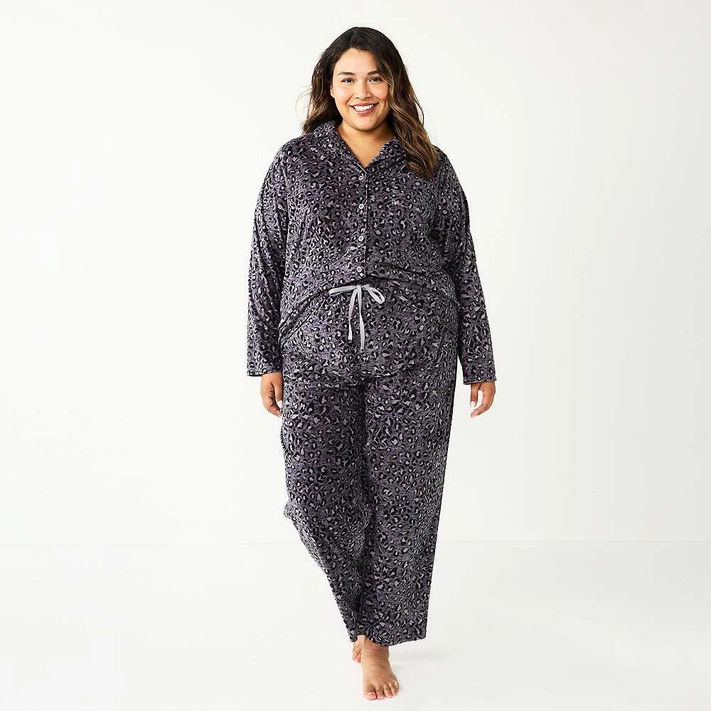 Plus Size Sonoma Goods For Life® Velour Pajama Shirt & Pajama Pants Sleep Set 9 Plus Size Sonoma Goods For Life® Velour Pajama Shirt & Pajama Pants Sleep Set - Image 7