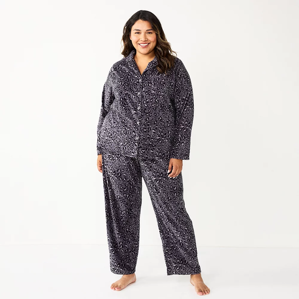 Plus Size Sonoma Goods For Life® Velour Pajama Shirt & Pajama Pants Sleep Set 7 Plus Size Sonoma Goods For Life® Velour Pajama Shirt & Pajama Pants Sleep Set - Image 5