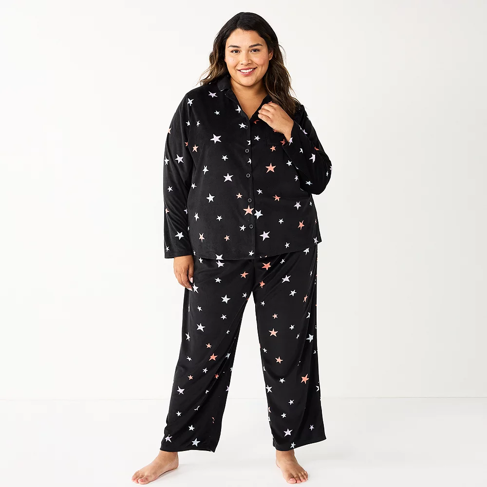 Plus Size Sonoma Goods For Life® Velour Pajama Shirt & Pajama Pants Sleep Set 6 Plus Size Sonoma Goods For Life® Velour Pajama Shirt & Pajama Pants Sleep Set - Image 4