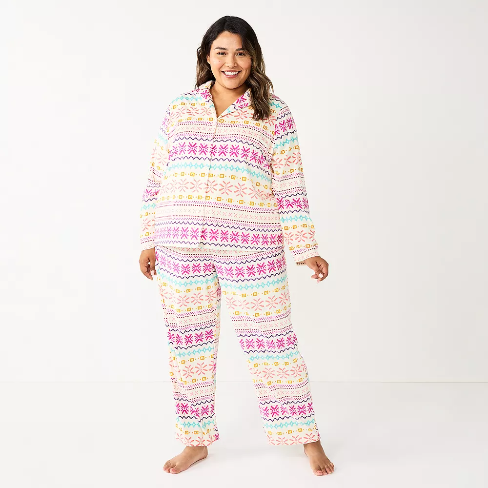 Plus Size Sonoma Goods For Life® Velour Pajama Shirt & Pajama Pants Sleep Set 5 Plus Size Sonoma Goods For Life® Velour Pajama Shirt & Pajama Pants Sleep Set - Image 3