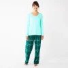 Petite Sonoma Goods For Life® Flannel Pajama Pants & Pajama Top Sleep Set -StyleUp Sales Store 5675636 Green Cuddle Pld