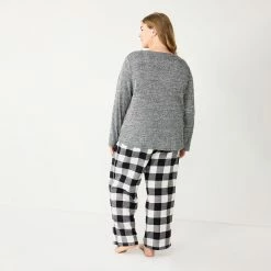 Plus Size Sonoma Goods For Life® Flannel Pajama Pants & Pajama Top Sleep Set -StyleUp Sales Store 5675638 ALT