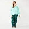 Plus Size Sonoma Goods For Life® Flannel Pajama Pants & Pajama Top Sleep Set -StyleUp Sales Store 5675638 Green Cuddle Pld
