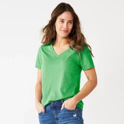Women's Tall Sonoma Goods For Life® Everyday V-Neck Tee -StyleUp Sales Store 5686285 Aloe Green