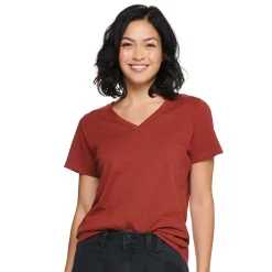 Women's Tall Sonoma Goods For Life® Everyday V-Neck Tee -StyleUp Sales Store 5686285 Burgandy Rust