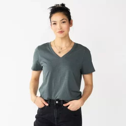 Women's Tall Sonoma Goods For Life® Everyday V-Neck Tee -StyleUp Sales Store 5686285 Dark Gray Green
