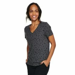Women's Tall Sonoma Goods For Life® Everyday V-Neck Tee -StyleUp Sales Store 5686285 Dark Gray Mini Floral