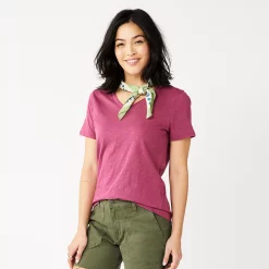 Women's Tall Sonoma Goods For Life® Everyday V-Neck Tee -StyleUp Sales Store 5686285 Dark Raspberry