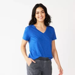 Women's Tall Sonoma Goods For Life® Everyday V-Neck Tee -StyleUp Sales Store 5686285 Indigo