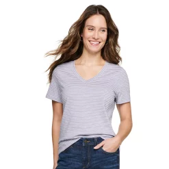 Women's Tall Sonoma Goods For Life® Everyday V-Neck Tee -StyleUp Sales Store 5686285 Light Purple Stripe