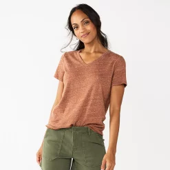 Women's Tall Sonoma Goods For Life® Everyday V-Neck Tee -StyleUp Sales Store 5686285 Puebla Brown
