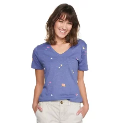 Women's Tall Sonoma Goods For Life® Everyday V-Neck Tee -StyleUp Sales Store 5686285 Purple Spaced Floral