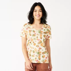 Women's Tall Sonoma Goods For Life® Everyday V-Neck Tee -StyleUp Sales Store 5686285 Retro Floral