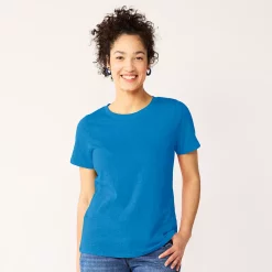 Women's Tall Sonoma Goods For Life® Essential Crewneck Tee -StyleUp Sales Store 5686288 Blue Teal