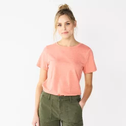 Women's Tall Sonoma Goods For Life® Essential Crewneck Tee -StyleUp Sales Store 5686288 Coral