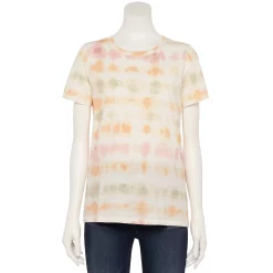 Women's Tall Sonoma Goods For Life® Essential Crewneck Tee -StyleUp Sales Store 5686288 Cream Warm Tie Dye