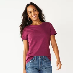Women's Tall Sonoma Goods For Life® Essential Crewneck Tee -StyleUp Sales Store 5686288 Deep Pink