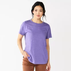 Women's Tall Sonoma Goods For Life® Essential Crewneck Tee -StyleUp Sales Store 5686288 Grape Purple