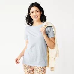 Women's Tall Sonoma Goods For Life® Essential Crewneck Tee -StyleUp Sales Store 5686288 Light Blue