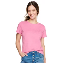 Women's Tall Sonoma Goods For Life® Essential Crewneck Tee -StyleUp Sales Store 5686288 Pink