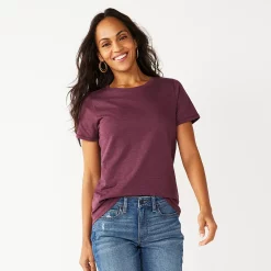Women's Tall Sonoma Goods For Life® Essential Crewneck Tee -StyleUp Sales Store 5686288 Plum