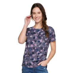 Women's Tall Sonoma Goods For Life® Essential Crewneck Tee -StyleUp Sales Store 5686288 Purple Abstract Floral