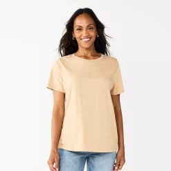 Women's Tall Sonoma Goods For Life® Essential Crewneck Tee -StyleUp Sales Store 5686288 Tan