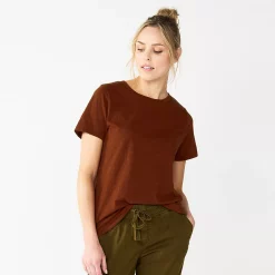 Women's Tall Sonoma Goods For Life® Essential Crewneck Tee -StyleUp Sales Store 5686288 Wine