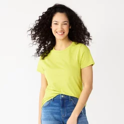 Women's Tall Sonoma Goods For Life® Essential Crewneck Tee -StyleUp Sales Store 5686288 Yellow Green