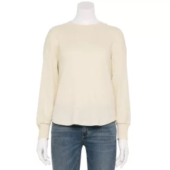 Petite Sonoma Goods For Life® Mockneck Waffle Top -StyleUp Sales Store 5686604 Creamy Beige