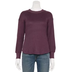 Petite Sonoma Goods For Life® Mockneck Waffle Top -StyleUp Sales Store 5686604 Plum Skin