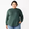 Plus Size Sonoma Goods For Life® Mockneck Waffle Top -StyleUp Sales Store 5686673 Chinook Forest