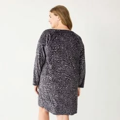 Plus Size Sonoma Goods For Life® 2-pc. Long Sleeve Crewneck Sleepshirt & Socks Set -StyleUp Sales Store 5690616 ALT