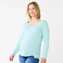 Maternity Sonoma Goods For Life® Essential Long Sleeve V-Neck Tee -StyleUp Sales Store 5691532 Blue