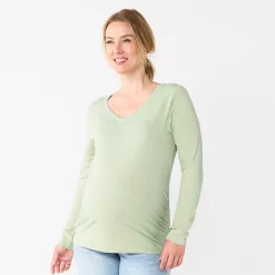 Maternity Sonoma Goods For Life® Essential Long Sleeve V-Neck Tee -StyleUp Sales Store 5691532 Green