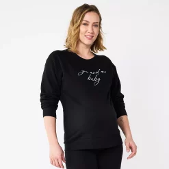 Maternity Sonoma Goods For Life® Drop Shoulder Fleece Graphic Sweatshirt -StyleUp Sales Store 5693441 Black Graphic