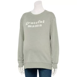 Maternity Sonoma Goods For Life® Drop Shoulder Fleece Graphic Sweatshirt -StyleUp Sales Store 5693441 Grateful Green