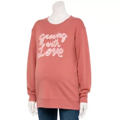 Maternity Sonoma Goods For Life® Drop Shoulder Fleece Graphic Sweatshirt -StyleUp Sales Store 5693441 Pink Love Graphic