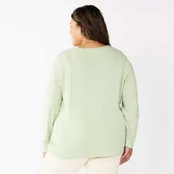 Plus Size Sonoma Goods For Life® Favorite Long Sleeve V-Neck Tee -StyleUp Sales Store 5705505 ALT